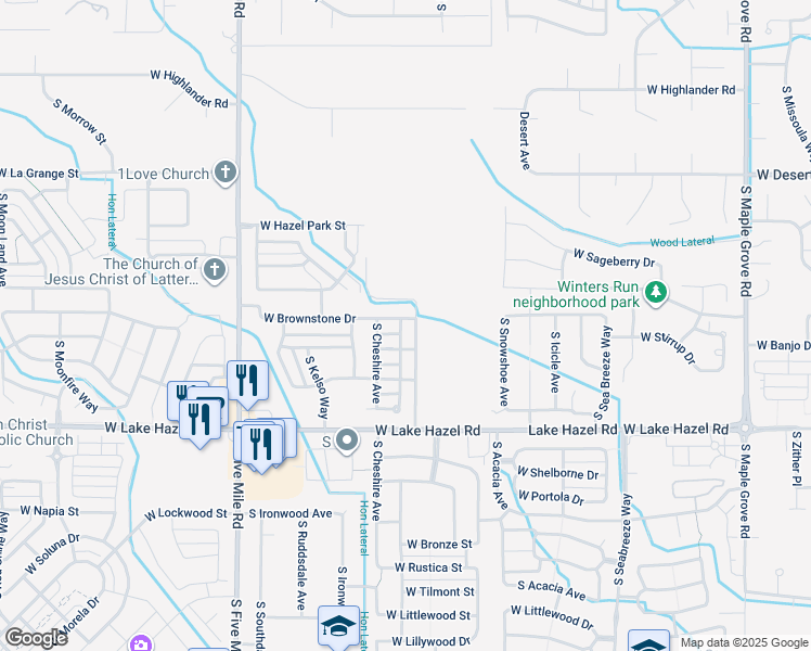map of restaurants, bars, coffee shops, grocery stores, and more near 5897 South Pearl Jensen Avenue in Boise