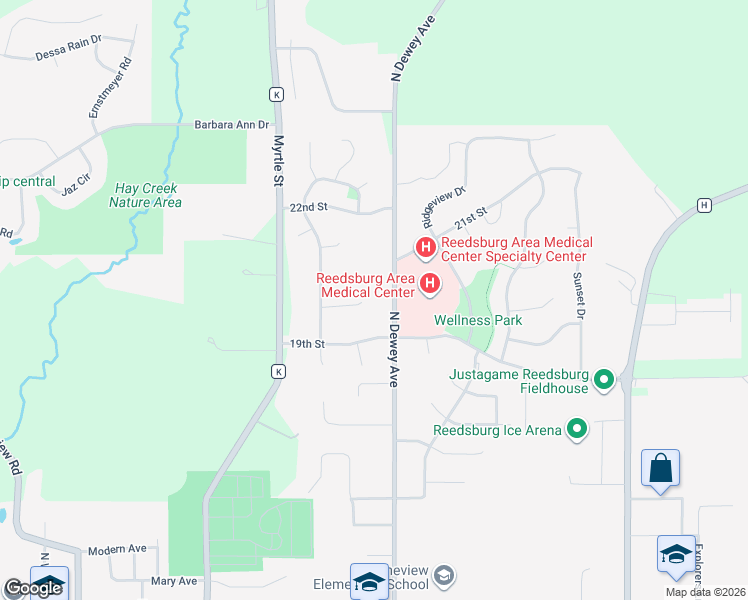 map of restaurants, bars, coffee shops, grocery stores, and more near 965 Krystle Court in Reedsburg