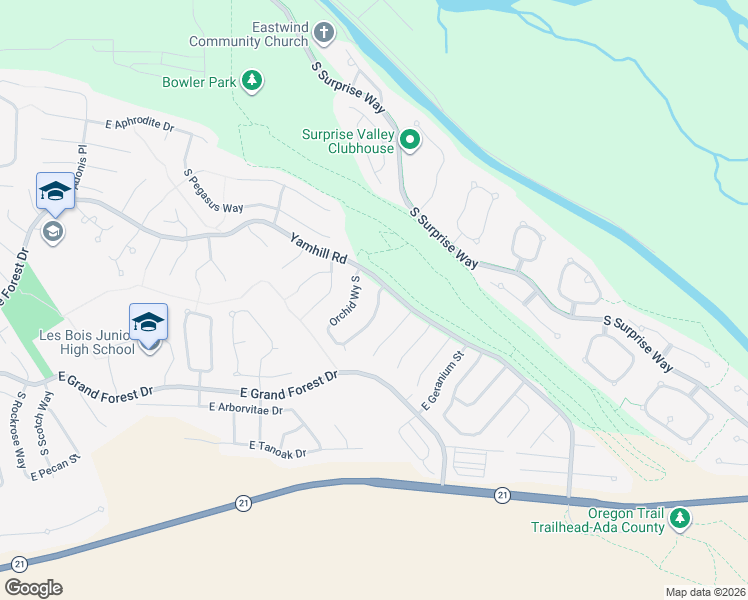 map of restaurants, bars, coffee shops, grocery stores, and more near 5810 South Sedum Way in Boise