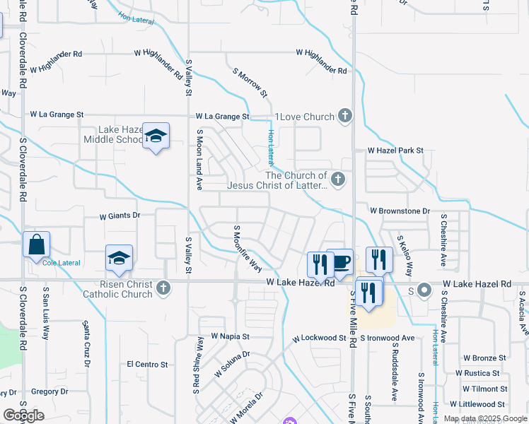 map of restaurants, bars, coffee shops, grocery stores, and more near 5899 South Fireglow Avenue in Boise