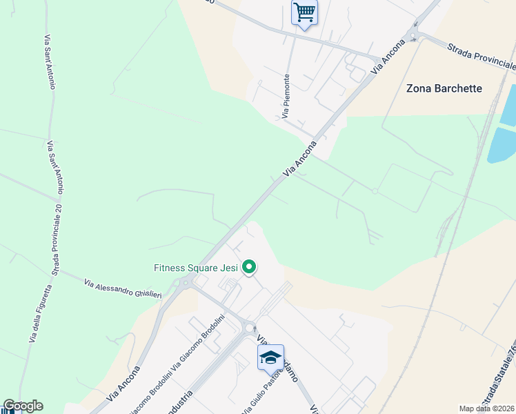 map of restaurants, bars, coffee shops, grocery stores, and more near 49 Via Ancona in Jesi