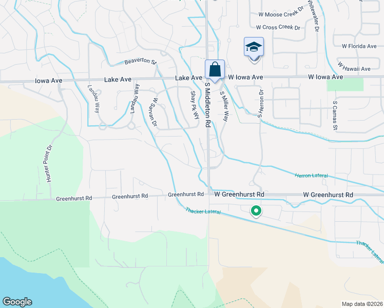 map of restaurants, bars, coffee shops, grocery stores, and more near 12181 South Red Hawk Place in Nampa