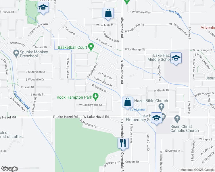 map of restaurants, bars, coffee shops, grocery stores, and more near 12389 West Murchison Street in Boise