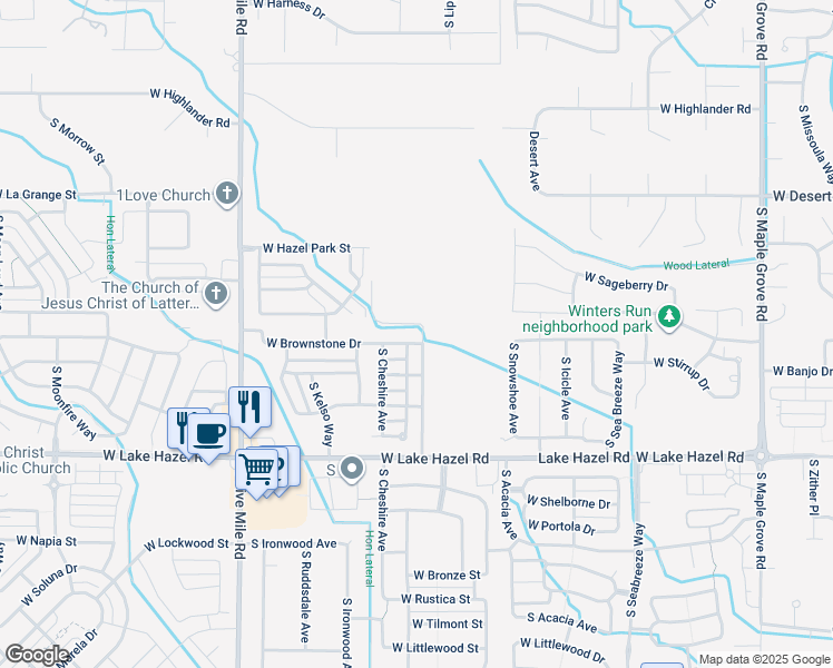 map of restaurants, bars, coffee shops, grocery stores, and more near 5897 South Pearl Jensen Avenue in Boise