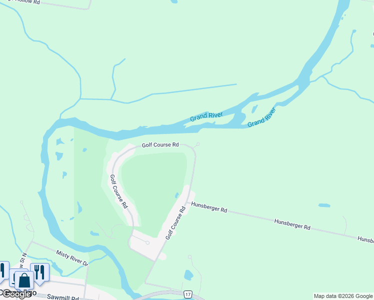 map of restaurants, bars, coffee shops, grocery stores, and more near 206 Golf Course Road in Conestogo