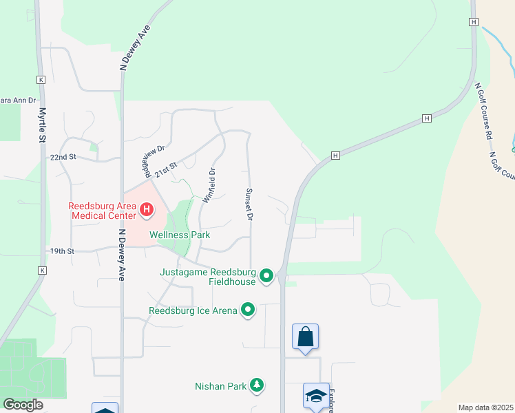 map of restaurants, bars, coffee shops, grocery stores, and more near 2040 Sunset Drive in Reedsburg