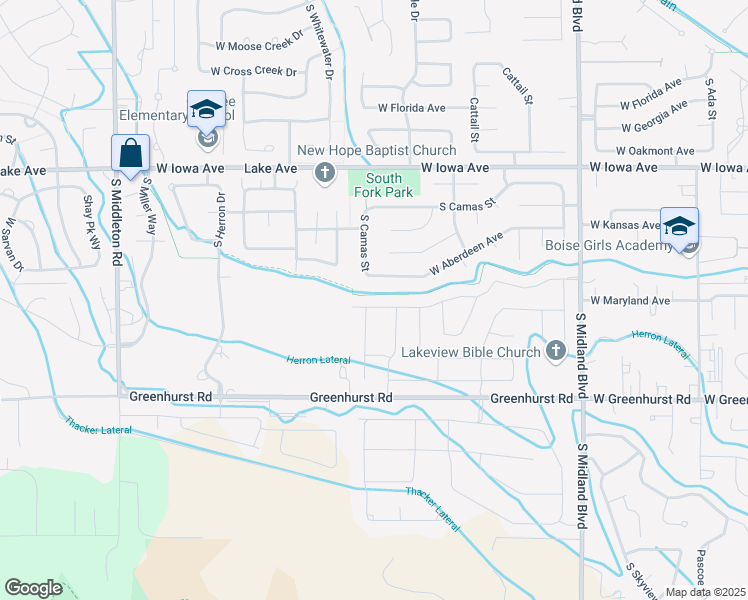map of restaurants, bars, coffee shops, grocery stores, and more near 1702 West Belknap Drive in Nampa
