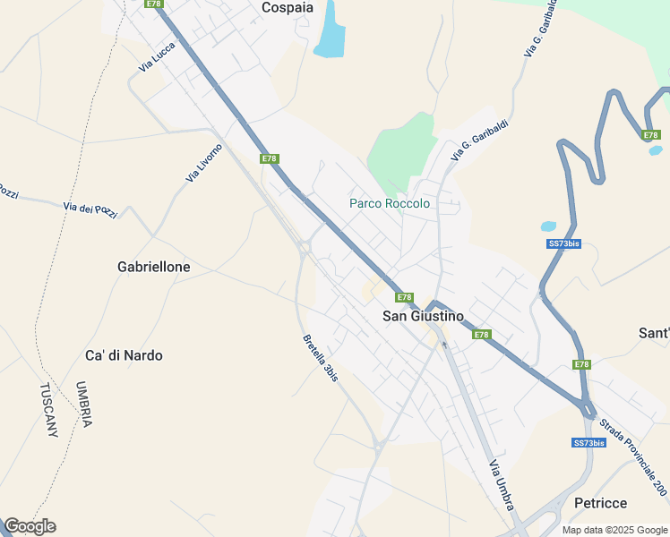 map of restaurants, bars, coffee shops, grocery stores, and more near 2 Via Arezzo in San Giustino