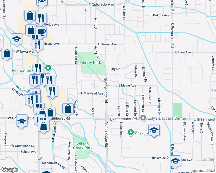map of restaurants, bars, coffee shops, grocery stores, and more near 809 East Maine Avenue in Nampa
