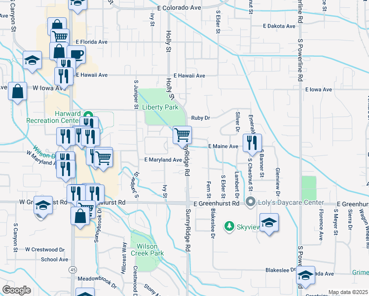 map of restaurants, bars, coffee shops, grocery stores, and more near 1817 SunnyRidge Road in Nampa
