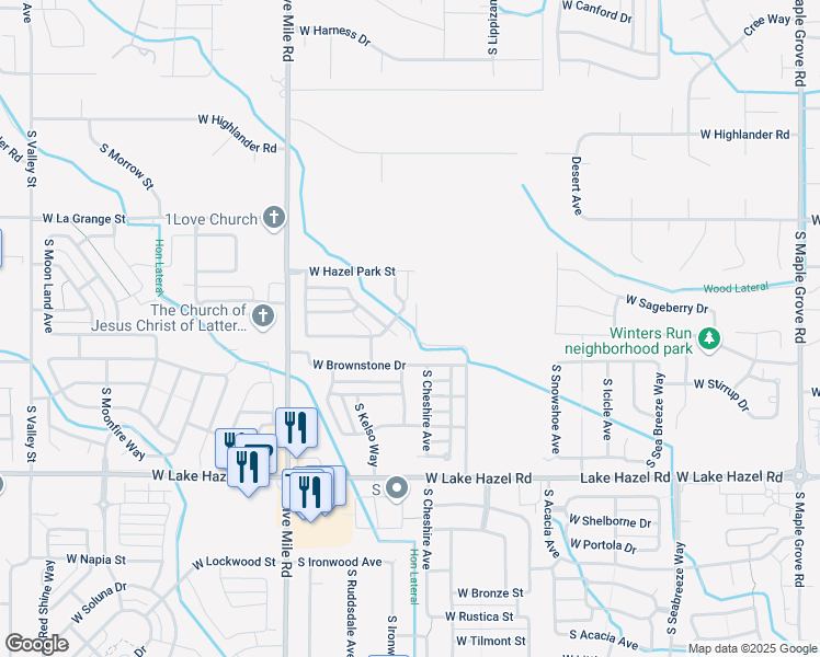 map of restaurants, bars, coffee shops, grocery stores, and more near 5742 South Summit Creek Way in Boise