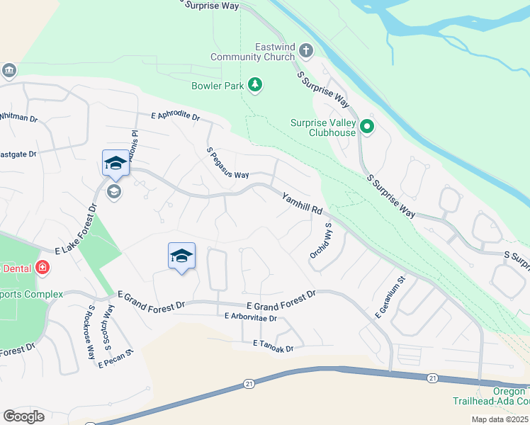 map of restaurants, bars, coffee shops, grocery stores, and more near 5628 South Impatiens Place in Boise