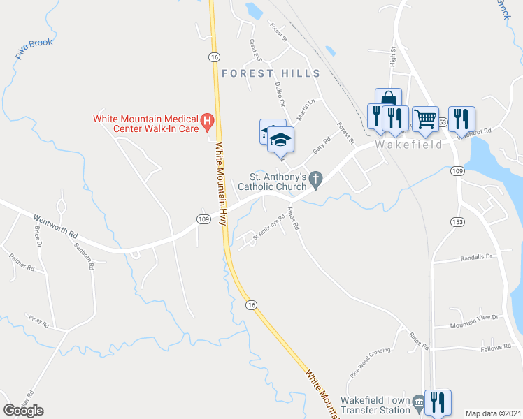 map of restaurants, bars, coffee shops, grocery stores, and more near 357 Meadow Street in Wakefield
