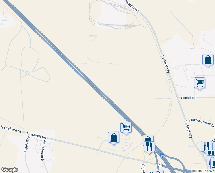 map of restaurants, bars, coffee shops, grocery stores, and more near 5075 South Holcomb Road in Boise