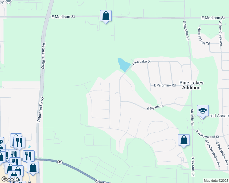 map of restaurants, bars, coffee shops, grocery stores, and more near East 6th Street in Sioux Falls