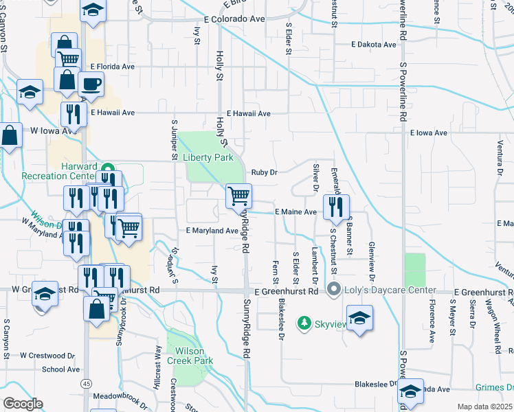 map of restaurants, bars, coffee shops, grocery stores, and more near 809 East Maine Avenue in Nampa