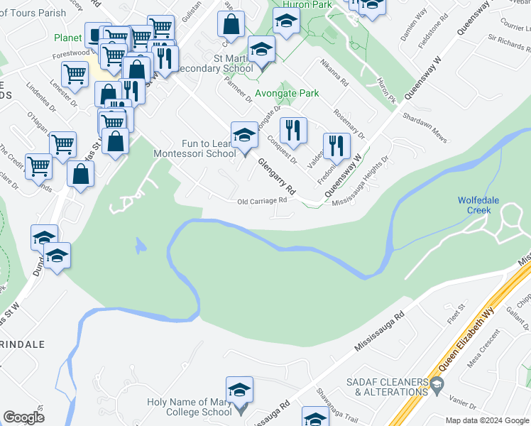 map of restaurants, bars, coffee shops, grocery stores, and more near 1119 Talka Court in Mississauga