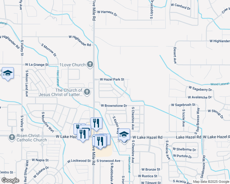 map of restaurants, bars, coffee shops, grocery stores, and more near 5717 South Kimmer Cove Way in Boise