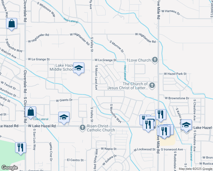 map of restaurants, bars, coffee shops, grocery stores, and more near 5777 South Pepperview Way in Boise