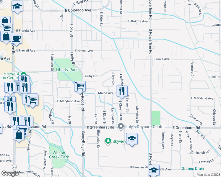 map of restaurants, bars, coffee shops, grocery stores, and more near 1812 Silver Drive in Nampa