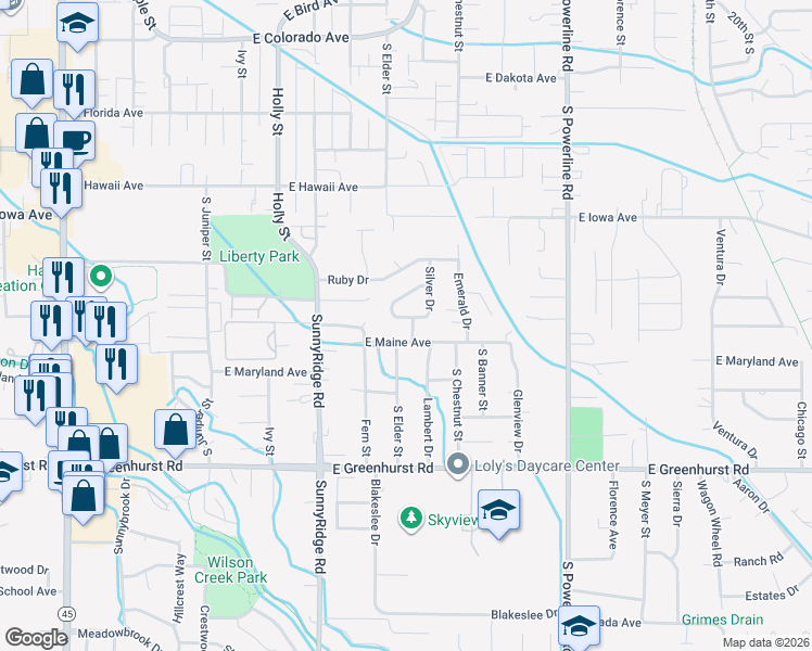 map of restaurants, bars, coffee shops, grocery stores, and more near 1812 Silver Drive in Nampa