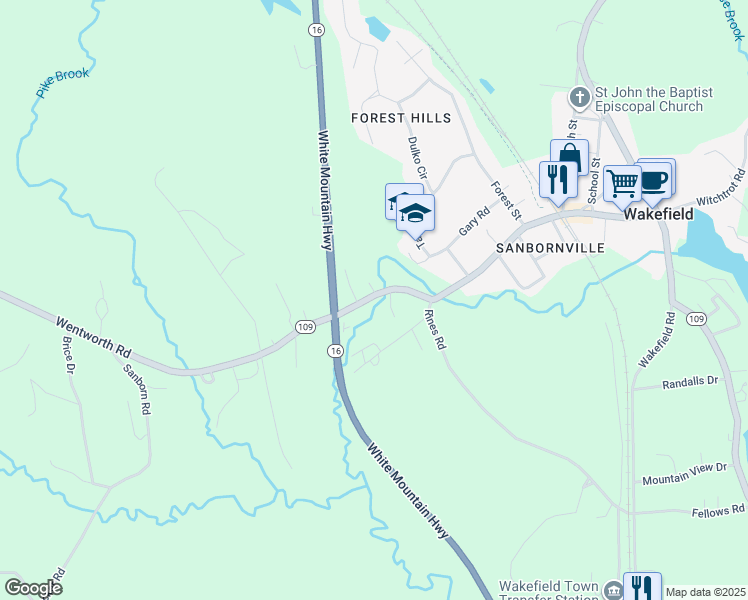map of restaurants, bars, coffee shops, grocery stores, and more near 357 Meadow Street in Wakefield
