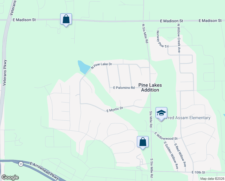 map of restaurants, bars, coffee shops, grocery stores, and more near 7301 East Palomino Road in Sioux Falls