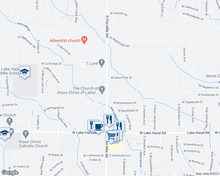 map of restaurants, bars, coffee shops, grocery stores, and more near 5701 South Moreya Avenue in Boise