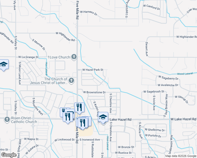 map of restaurants, bars, coffee shops, grocery stores, and more near 5717 South Kimmer Cove Way in Boise