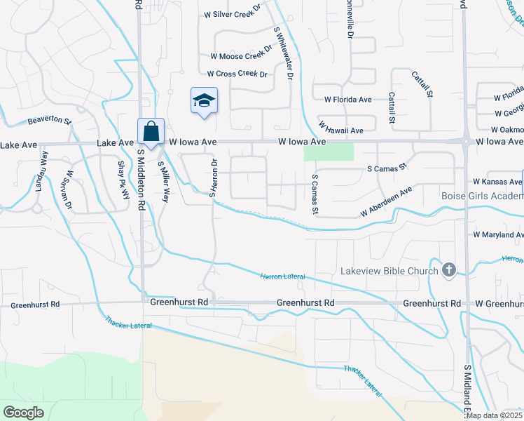 map of restaurants, bars, coffee shops, grocery stores, and more near 1819 South Glasgow Avenue in Nampa