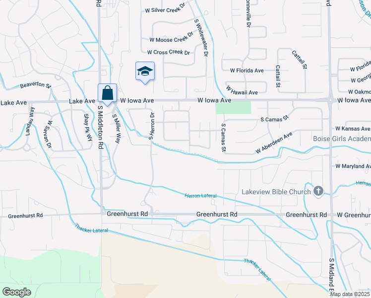map of restaurants, bars, coffee shops, grocery stores, and more near 1819 South Glasgow Avenue in Nampa