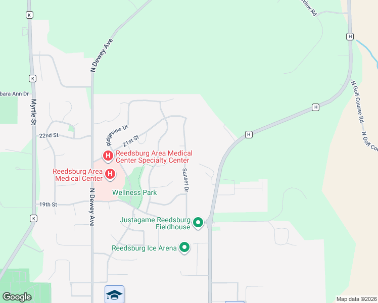map of restaurants, bars, coffee shops, grocery stores, and more near 2140 Sunset Drive in Reedsburg