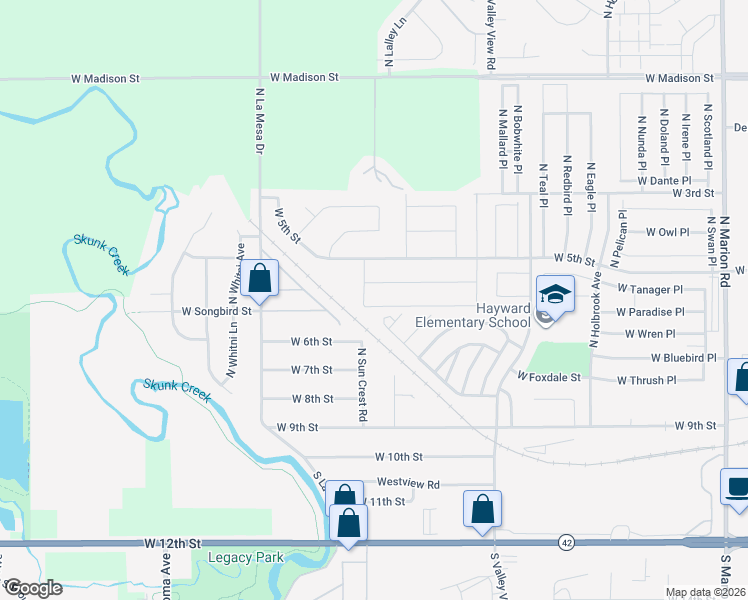 map of restaurants, bars, coffee shops, grocery stores, and more near 6764-6814 West Pine Meadows Place in Sioux Falls
