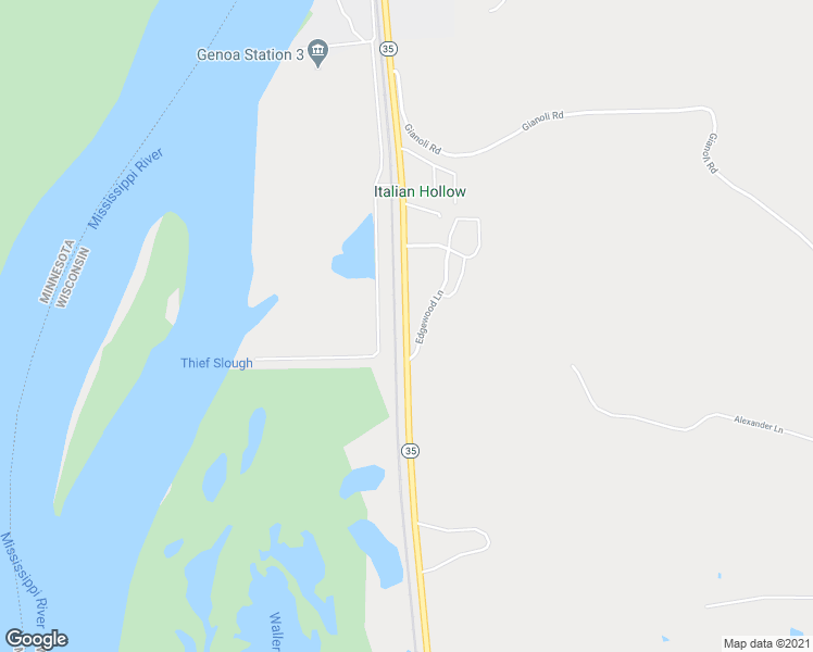 map of restaurants, bars, coffee shops, grocery stores, and more near Great River Road in Genoa