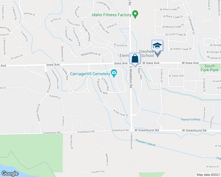 map of restaurants, bars, coffee shops, grocery stores, and more near 12302 Essex Avenue in Nampa