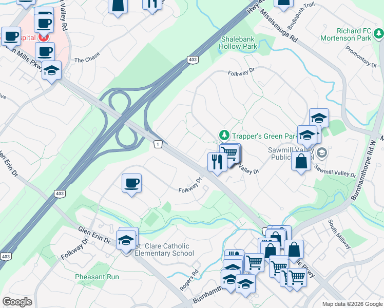 map of restaurants, bars, coffee shops, grocery stores, and more near 2476 Grindstone Court in Mississauga