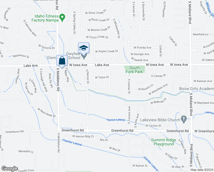 map of restaurants, bars, coffee shops, grocery stores, and more near 2004 West Rosten Avenue in Nampa