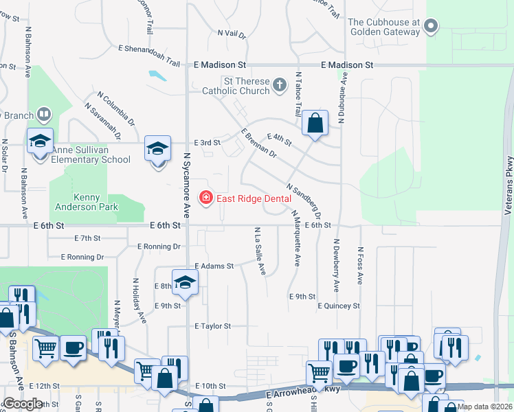 map of restaurants, bars, coffee shops, grocery stores, and more near 693-799 N Marquette Ave in Sioux Falls