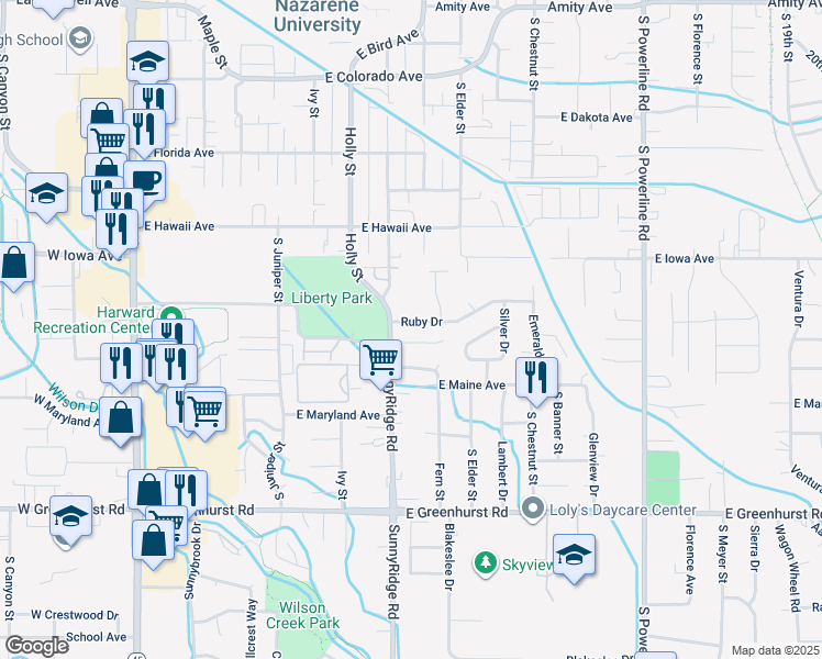 map of restaurants, bars, coffee shops, grocery stores, and more near 819 Ruby Drive in Nampa