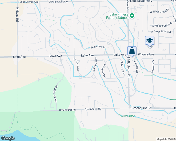 map of restaurants, bars, coffee shops, grocery stores, and more near 11380 West Shay Park Way in Nampa