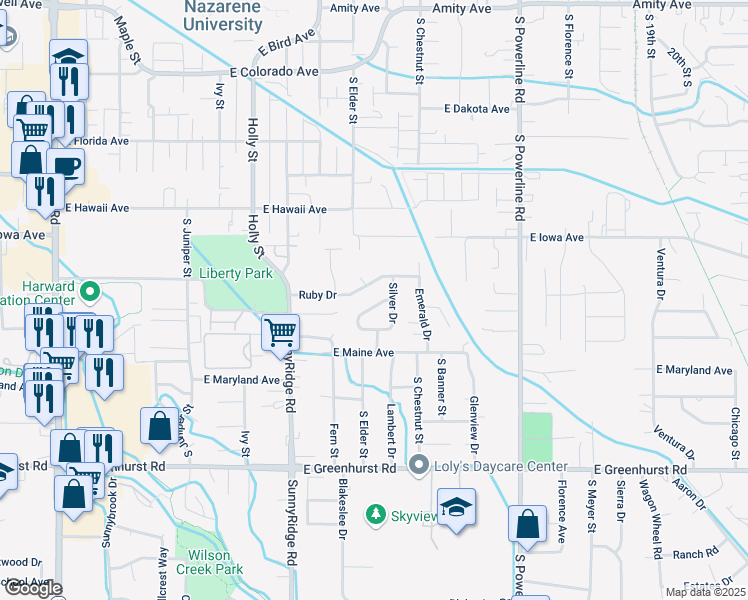 map of restaurants, bars, coffee shops, grocery stores, and more near 1708 Silver Loop in Nampa