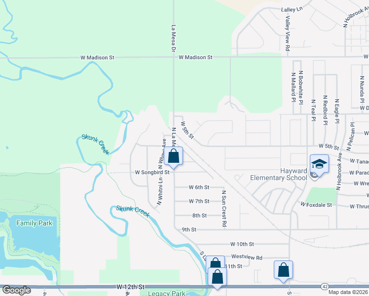 map of restaurants, bars, coffee shops, grocery stores, and more near 508-614 North Todd Place in Sioux Falls