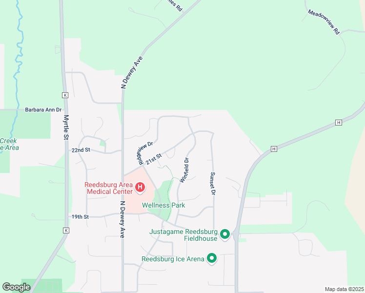 map of restaurants, bars, coffee shops, grocery stores, and more near 1404 21st Street in Reedsburg