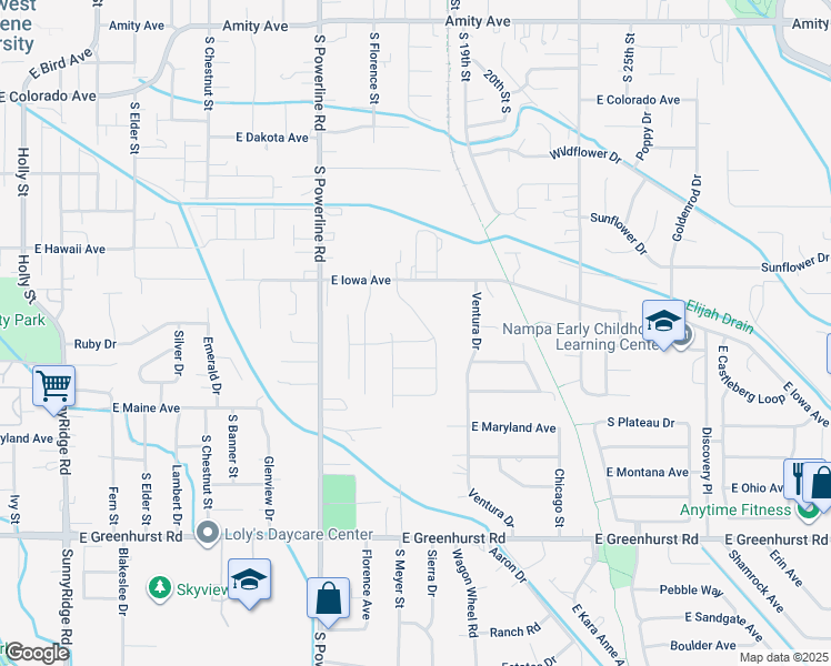 map of restaurants, bars, coffee shops, grocery stores, and more near 1703 Ventura Drive in Nampa