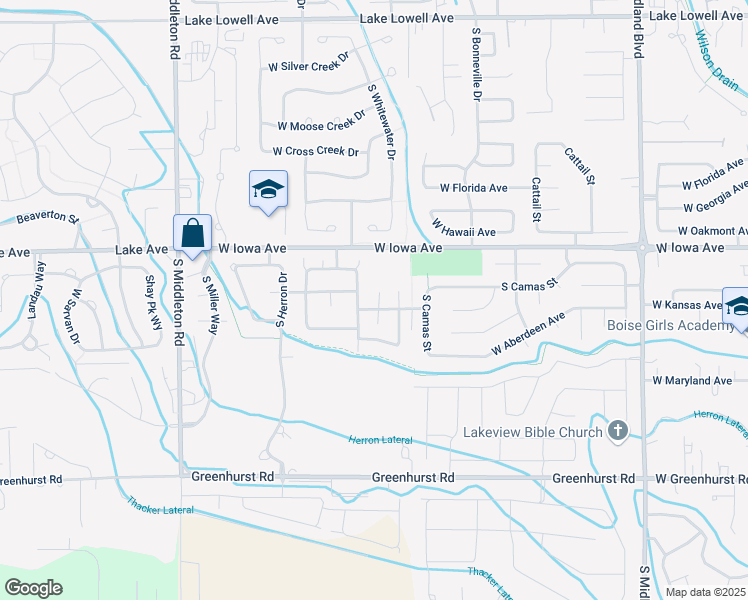 map of restaurants, bars, coffee shops, grocery stores, and more near 1964 West Odessa Avenue in Nampa
