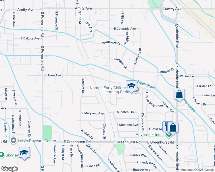 map of restaurants, bars, coffee shops, grocery stores, and more near 2224 Stewart Avenue in Nampa