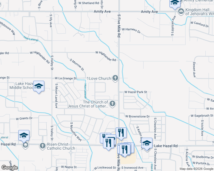 map of restaurants, bars, coffee shops, grocery stores, and more near 5570 South Plumbdale Avenue in Boise