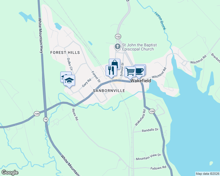 map of restaurants, bars, coffee shops, grocery stores, and more near in Wakefield