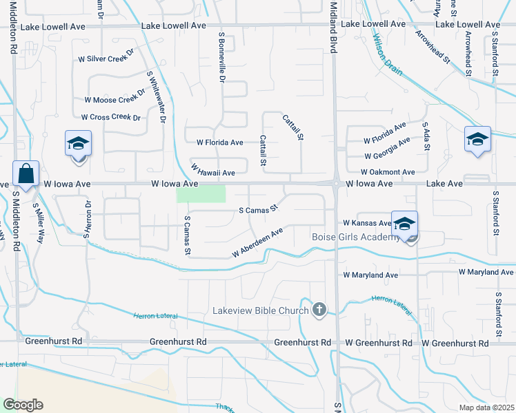 map of restaurants, bars, coffee shops, grocery stores, and more near 1326 West Teton Avenue in Nampa