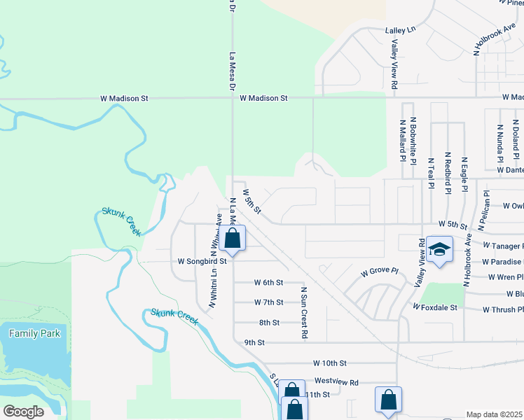 map of restaurants, bars, coffee shops, grocery stores, and more near 600 North La Mesa Drive in Sioux Falls